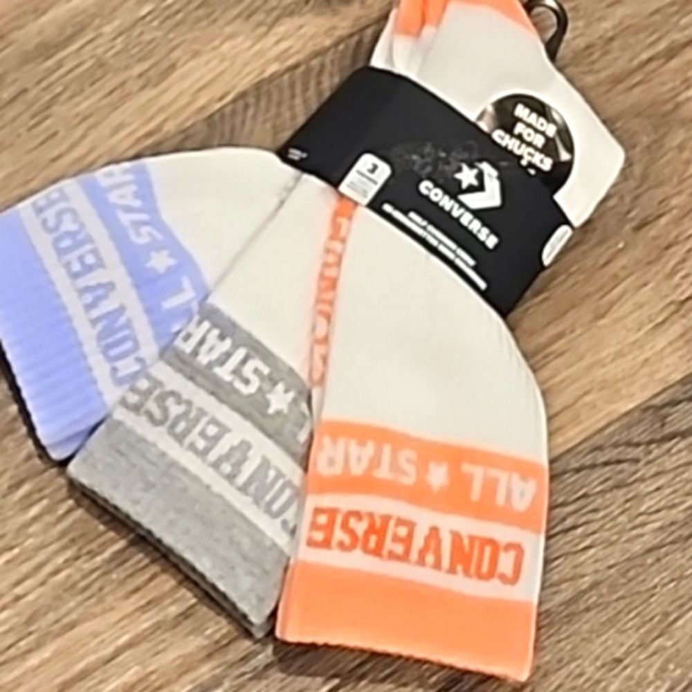 Converse All Star Made For Chucks Striped Logo Crew Socks - Picture 3 of 4